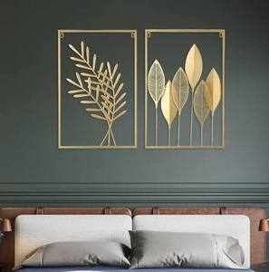 Modern Metal Wall <b>Art</b> <b>Set</b> 2 Ginkgo Leaf Wall <b>Art</b> Frame New Hot Selling Product for Living Room Bedroom Hotel Office Hanging - Product Image 1