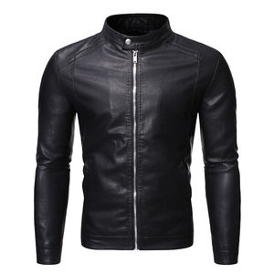 Vestes Slim Fit de style américain en cuir artificiel pour hommes avec col montant et motif de dessin animé - Product Image 2
