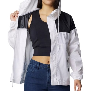 เสื้อแจ็คเก็ตกันลมคุณภาพสูงสำหรับผู้หญิง ฤดูใบไม้ร่วง ผลิตจากผ้าไนลอนถัก ปรับแต่งแผงและโลโก้ได้ กันฝน กันลม ชุดเซ็ต - Product Image 4