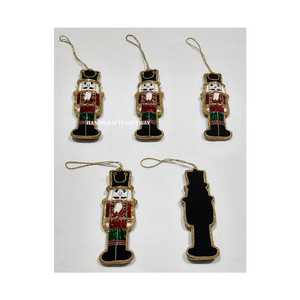 Beautiful Handmade Zari Embroidery Christmas Hanging <b>Ornament</b> Customize Shape Fabric Material Beaded Work Use For Festival Decor - Product Image 1