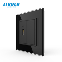 Prise murale USB-A haute vitesse LIVOLO à port unique, chargeur 5V DC, panneau EU 80mm*80mm avec clé de fonction vierge standard 22.5mm*45mm