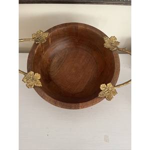 Bol de service de qualité magnifique de style rustique en bois fait à la main avec poignée en métal floral qualité incroyable - Product Image 4