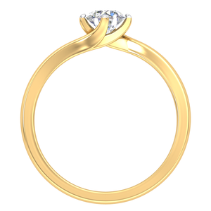Bague de fiançailles en or massif 10 carats jaune et blanc avec diamant de laboratoire cultivé 0,5 carat certifié IGI, style classique, bijoux pour femmes - Product Image 2