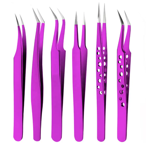 Pince à épiler professionnelle en acier inoxydable de haute qualité pointes de fibres multicolores pour applicateur de beauté d'extension de cils Volume - Product Image 5