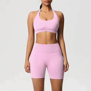 Conjunto de Sujetador Deportivo Acolchado y Pantalones Cortos para Mujer, al por Mayor, Transpirable, Ecológico, de Nailon Reciclado y Elastano, para Yoga y Fitness - Product Image 2