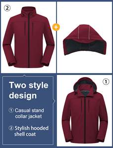 Veste Softshell respirante imperméable en tissu uni simple avec fonction de chauffage Fermeture éclair - Product Image 4