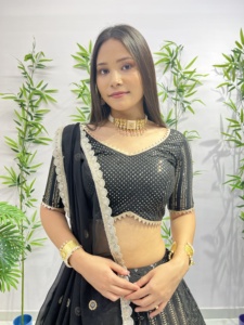 Georgette lourde dentelle brodée avec chemisier coton Lehenga Choli vente en ligne Style formel séquence prête - Product Image 2