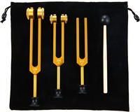 High Quality Manual Silver Stainless Steel Tuning Fork Set 128Hz 256Hz 512Hz Diagnostic Instrument Class I Chakra Hammer Storage