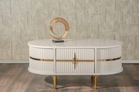 Table basse Dosin moderne de luxe en panneaux de bois blancs réglables pour salon, salle de bain et salle à manger, modèle DS2423