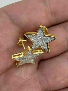 ต่างหูสตั๊ดผู้หญิงประดับ2ct สีโรสโกลด์แบบวินเทจเพชรโมสเตอริ่งทรงกลมสีโรสโกลด์925ชิ้น - Product Image 3