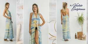 Vestido maxi de playa, vestido maxi bordado, vestido maxi cruzado, vestido maxi de playa con cintura baja, vestido mini con cuello - Product Image 4