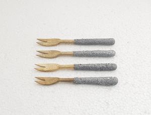 Exquisite Homemade Metal Stainless Steel Cutlery <b>Fork</b> Set Top Quality Gold Concrete Designer Handle Flatware Cheese Cutting - Product Image 3