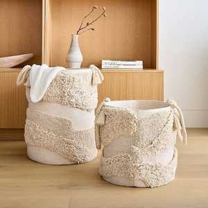 Tufted <b>Boho</b> Style Designer Woven Storage Basket Kids Foldable Basket Hand Woven Cotton Flat Weave Technique Direct Factory ITHL - Product Image 4