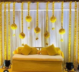 Décoration murale en marigold, décoration de mariage indien, toile de fond de scène, toile de fond de Haldi, décoration de pendaison de crémaillère, décoration murale, décoration intérieure - Product Image 3