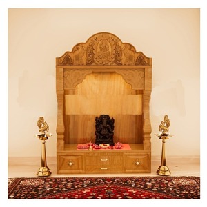 ความคิดทำจากไม้ Pooja Mandir สำหรับบ้านอินเดียในสหรัฐอเมริกาวัดฮินดูแบบดั้งเดิมพร้อมระฆังอินเดีย Pooja Mandir สำหรับห้องสวดมนต์สหรัฐอเมริกา - Product Image 1