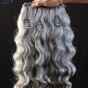 Extensiones de Cabello Humano Virgen Natural Remy de la India al por Mayor, Color Gris Plateado, Tejido en Paquetes, Doble Trama a Máquina, 90-100g, de Fábrica - Product Image 5