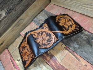 Portefeuille tri-pliant en cuir véritable fait à la main, motif géométrique, blocage RFID, vintage, luxe, imperméable, unisexe - Product Image 4