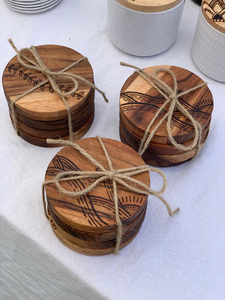 Eco-Friendly Drink <b>Coasters</b> for Home and Office, Set of 4 Wooden Table <b>Coaster</b> Set for Cups, Mugs & Glasses. <b>Heat</b> Resistance. - Product Image 5