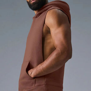 Sweat à capuche de gymnastique confortable pour la musculation Fitness Sweat à capuche léger et respirant fabriqué au Pakistan Pull à capuche sans manches - Product Image 5