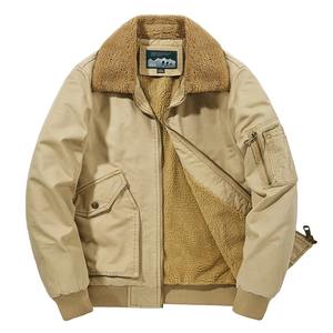 Manteau d'automne et d'hiver pour hommes, parka tendance pour les affaires et les loisirs, cuir et toile de mouton, style bombardier d'extérieur - Product Image 4