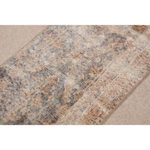 1.7x3.2 ft Rug, Vintage Turkish Rug, <b>Brown</b> Gray Ikat <b>Wool</b> Rug - Product Image 3
