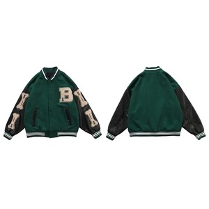 Varsity Baseball Bomber Veste Femmes Hommes Hip Hop Harajuku Lettre Patchwork Vestes En Cuir Streetwear Casual Unisexe Collège Manteau - Product Image 4