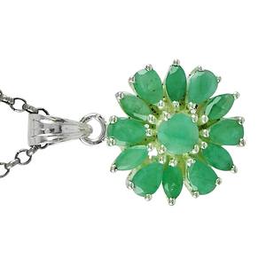 ขายดีที่สุด925เงินสเตอร์ลิงธรรมชาติมรกตพลอยรูปดอกไม้จี้สำหรับเธออาจจะเกิดเครื่องประดับขายส่ง - Product Image 3