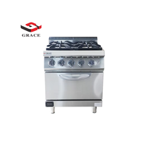 Cuisinière à gaz GRACE à 4 brûleurs en acier inoxydable avec four pour cuisines de restaurants, propane/gaz naturel, grillade