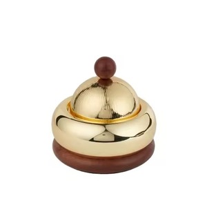 Metal Hotpot With Wooden Stand Gold Plated Buffet Food Warmer Container Holder Chafing <b>Dish</b> Casserole Hot Pot for Parties Server - Product Image 1