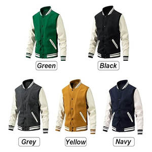 Chaqueta universitaria de lona de gran tamaño personalizable Botón a presión Patrón de letras vintage Múltiples colores para la ropa del equipo escolar Invierno - Product Image 3