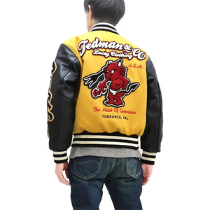 แจ็กเก็ตทีมเบสบอลกันน้ำสำหรับผู้ชายแจ็คเก็ตทีมนักกีฬาหนังแบบสั่งทำ - Product Image 4