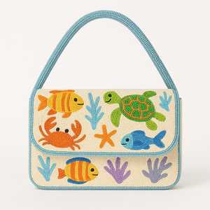 Sac à perles multicolores avec poignée, sac à main, sac à main décontracté, artisanat indien, fait à la main, sac baguette, - Product Image 2