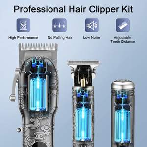 Tondeuse professionnelle sans fil pour hommes avec kit de toilettage LED pour nez et oreilles, idéal pour les voyages en camping-car - Product Image 2