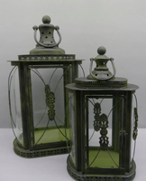 Lanterne à bougie patine verte vintage classique Design intemporel pour les espaces intérieurs et extérieurs Style cylindre en gros pour un usage domestique