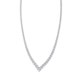 Collar de Tenis Chevron de Lujo con 22 Diamantes de Laboratorio, Color DEF, Claridad VVS/VS, Oro Blanco de 14K con Baño de Rodio, Venta al Por Mayor - Product Image 5