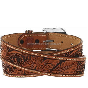Quality Leather <b>Western</b> Punk <b>Belt</b> Floral Embossed Decoration Genuine <b>Belt</b> Wholesale Full Grain Leather <b>Belt</b> for <b>Men</b> - Product Image 6