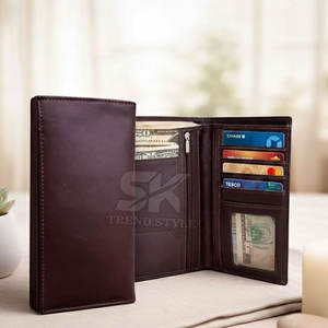 Portefeuille long à rabat unique en cuir fait main entièrement personnalisé, approvisionnement direct d'usine, vente chaude, portefeuilles en cuir pour hommes - Product Image 5