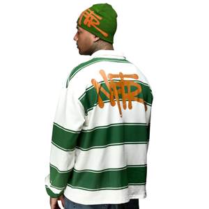 Suéter Polo a Rayas Extra Grande para Hombre, Camiseta de Rugby, 350GSM, Peso Pesado, 100% Algodón, Ropa Urbana, Logotipo Bordado - Product Image 2