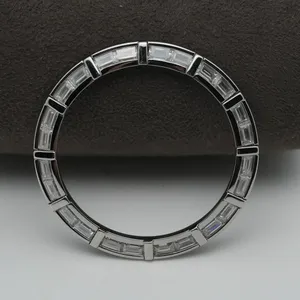 Lunette de montre en diamant moissanite segmentée, claire, glacée, luxe, acier inoxydable, lunette de remplacement personnalisée pour la personnalisation de montre - Product Image 4