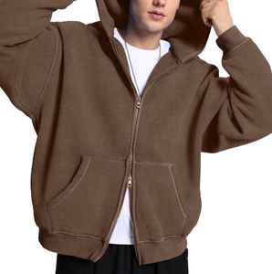 FAIABLE hommes femmes Double fermeture éclair à capuche surdimensionné lavage à l'acide lourd polaire coton fermeture éclair à capuche Vintage - Product Image 5