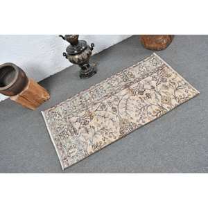 Tapis Vintage Beige Vert Laine Fait Main 2x3.6ft Tapis Rectangle Turc Support En Latex pour Salon Chevet Patchwork Couloir Conception - Product Image 2