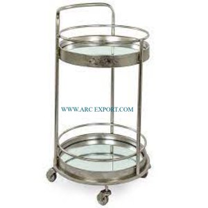 Carrito de servicio de comida para el hogar y hoteles de 2 capas de diseño estándar de alto grado Carros de servicio decorativos grandes de calidad superior - Product Image 3