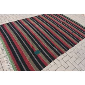 Alfombra de área grande turca de 6x9, 3 pies, clásica, negra, roja, diseño de retazos, Material de lana, rectángulo de látex para uso en la habitación del pasillo - Product Image 2