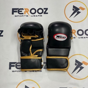 New Top Selling Twins Grappling Half Finger MMA Gloves Customized Black/Golden Mixed Martial Arts Training Synthetic Leather - Product Image 1