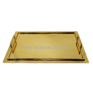 Aperitivos hechos a mano de lujo para servir, bandeja decorativa para el hogar, bandeja chapada en oro de forma redonda de Metal de aluminio, estilo elegante - Product Image 3