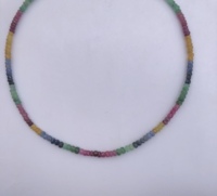 Collier de perles facettées en saphir naturel, émeraude et rubis, création de bijoux, argent 925, fermoir en or, unisexe, qualité AAA