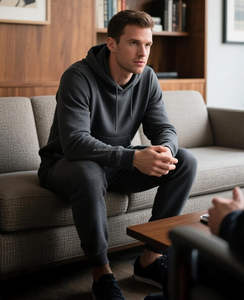 Survêtements pour hommes 100% coton personnalisés, très confortables, sweats à capuche avec logo, style décontracté d'hiver, design simple - Product Image 3