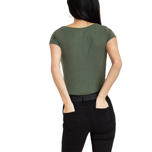 Vente en gros 2024 meilleur design T-shirts de sport pour femmes 100% coton respirant coupe ajustée motif solide personnalisé OEM disponible - Product Image 3