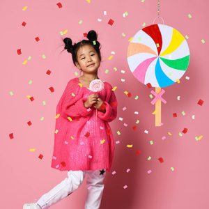 Sucette Pinata Bonbons Pinata <span class=keywords><strong>pour</strong></span> Filles <span class=keywords><strong>Anniversaire</strong></span> avec Bandeau et Bâton de Chauve-Souris Confettis Enfants Décorations De Fête D'<span class=keywords><strong>anniversaire</strong></span> - Product Image 4