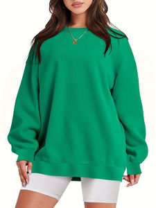 Sudadera holgada de gran tamaño de Color sólido para mujer Sudadera de manga larga con cuello redondo personalizable - Product Image 2